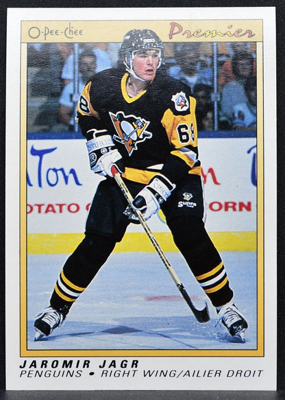 1990-91 O-Pee-Chee Premier Jaromir Jagr 50 Pittsburgh Penguins RC 9172