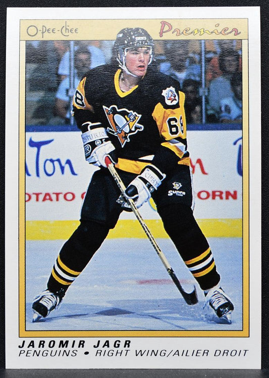 1990-91 O-Pee-Chee Premier Jaromir Jagr 50 Pittsburgh Penguins RC 9172