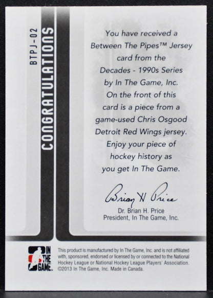 2013-14 In The Game Decades 1990s Between the Pipes Jersey Osgood Jersey 8017
