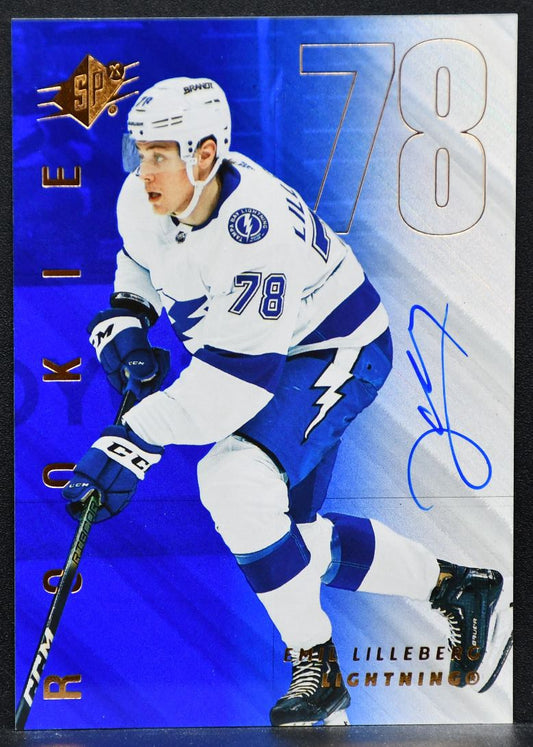 2024-25 SPx Rookie Blue Auto Emil Lilleberg 131 RC Auto 078/199