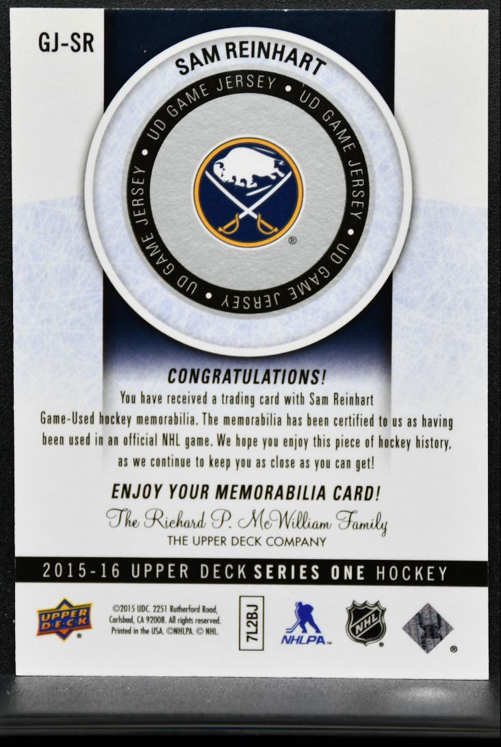 2015-16 UD Series 1 UD Game Jerseys Reinhart GJ-SR Sabres Jersey 4368
