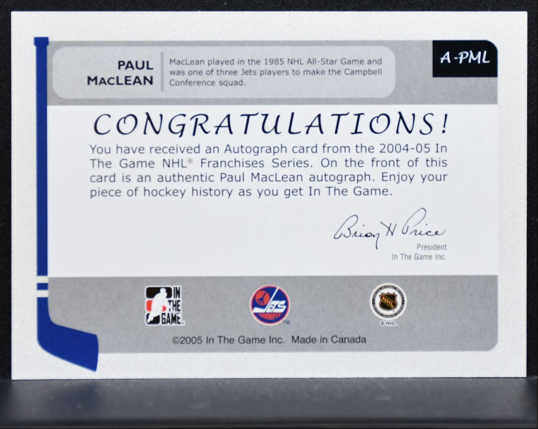 2004-05 In The Game Franchises Autographs Paul MacLean Winnipeg Jets Auto 2646
