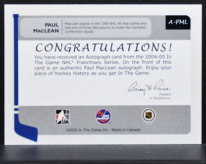 2004-05 In The Game Franchises Autographs Paul MacLean Winnipeg Jets Auto 2646