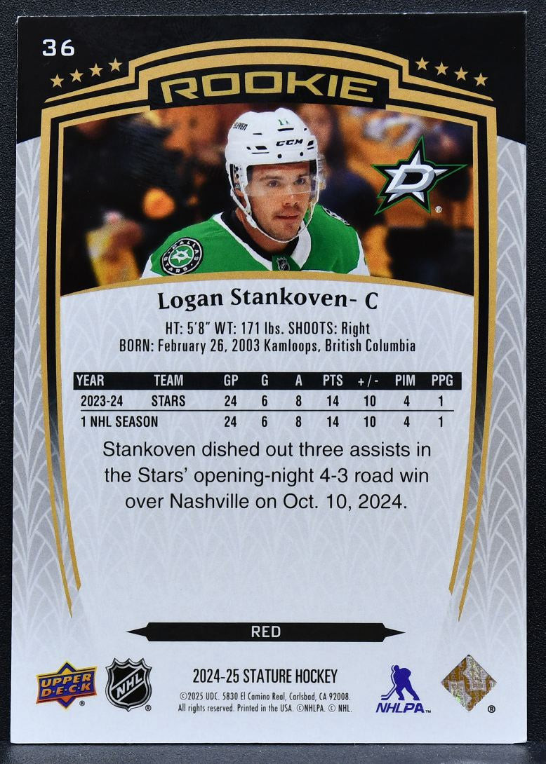 2024-25 Upper Deck Stature Rookie Red Logan Stankoven 36 Dallas Stars RC 063/249 9059