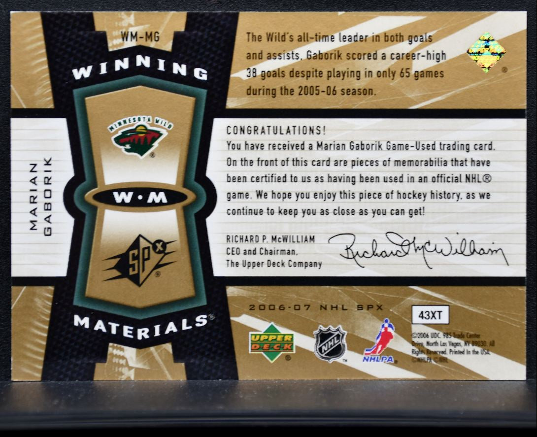 2006-07 SPx Winning Materials Marian Gaborik WM-MG Jersey 9059