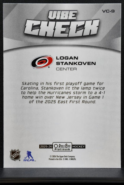 2025-26 O-Pee-Chee Platinum Vibe Check Logan Stankoven Carolina Hurricanes 2287