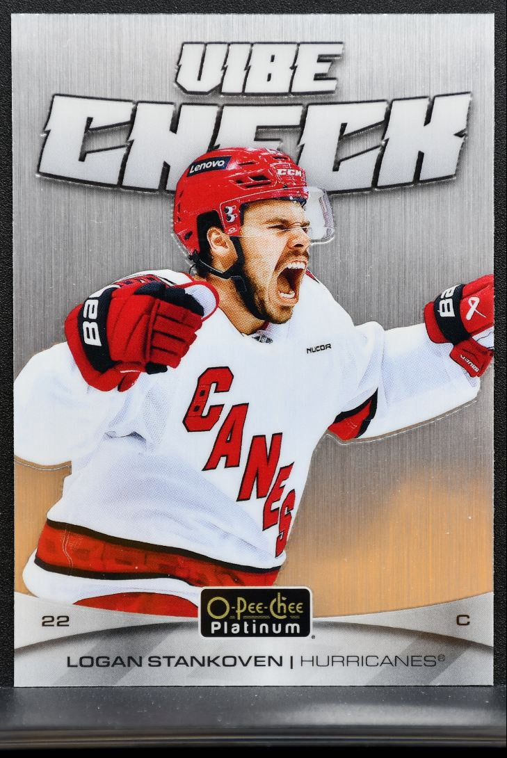 2025-26 O-Pee-Chee Platinum Vibe Check Logan Stankoven Carolina Hurricanes 2287