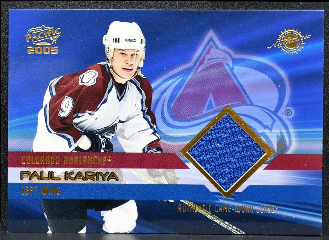 2004-05 Pacific Jerseys Paul Kariya 9 Colorado Avalanche 50/50 Jersey 0727