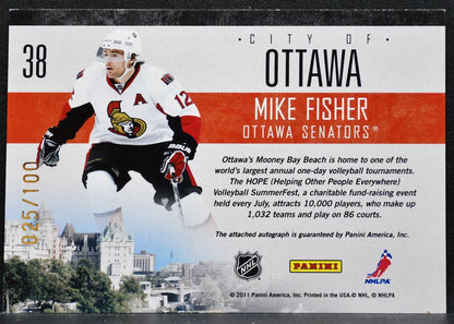 2010-11 Panini Pinnacle City Lights Signatures Mike Fisher Panthers Auto 9396