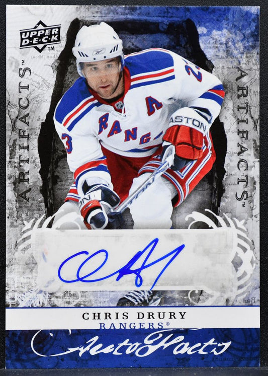 2008-09 Upper Deck Artifacts Auto-Facts Chris Drury AF-CD Rangers Auto 0347