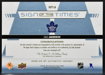 2022-23 SP Authentic Sign of the Times Call Jarnkrok Maple Leafs Auto 3479