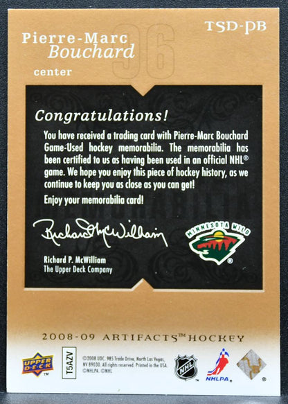 2008-09 UD Artifacts Treasured Swatches Dual Pierre-Marc Bouchard Jersey 9622