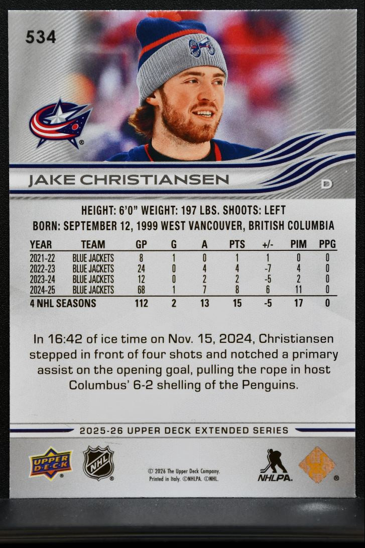 2025-26 Upper Deck Extended Series Deluxe Jake Christiansen Jackets 186/250 3536