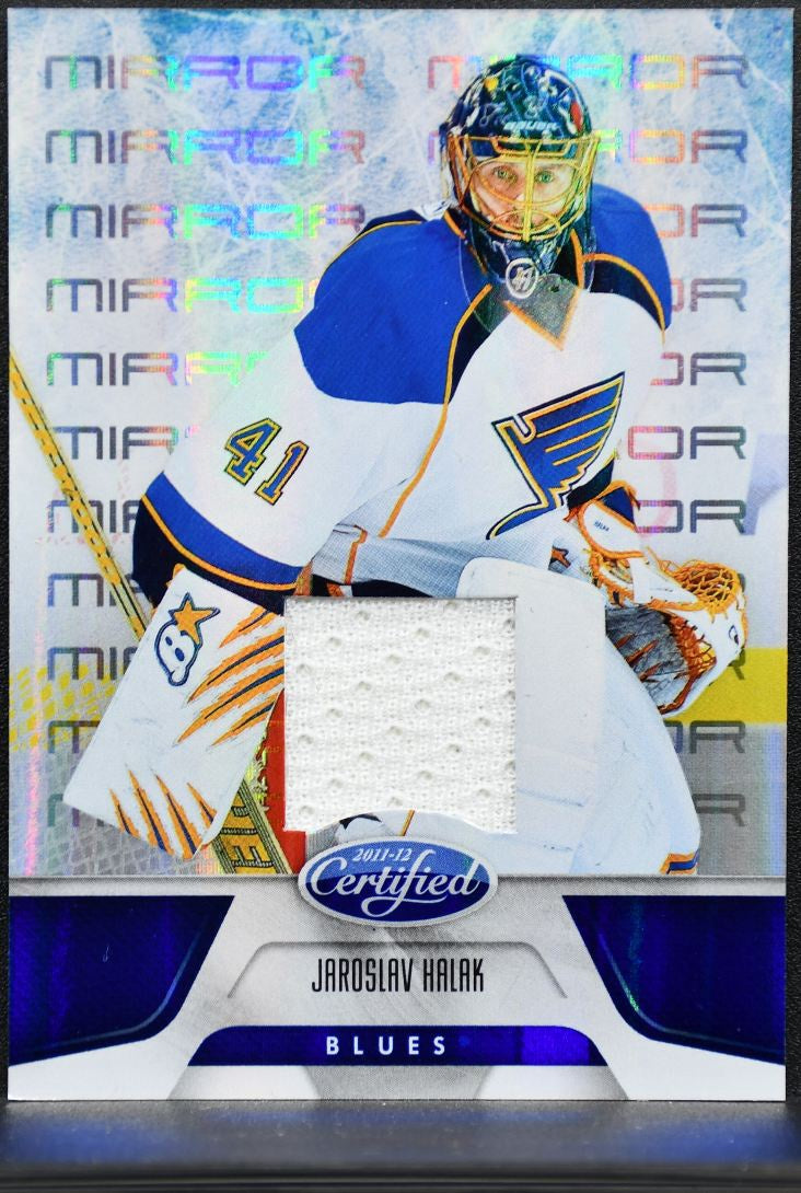 2011-12 Panini Certified Mirror Blue Jaroslav Halak 108 Blues /99 Jersey 8212