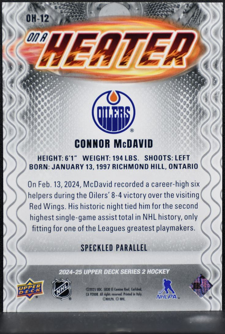 2024-25 UD Series 2 On a Heater Speckled Parallel Connor McDavid Oilers 6100