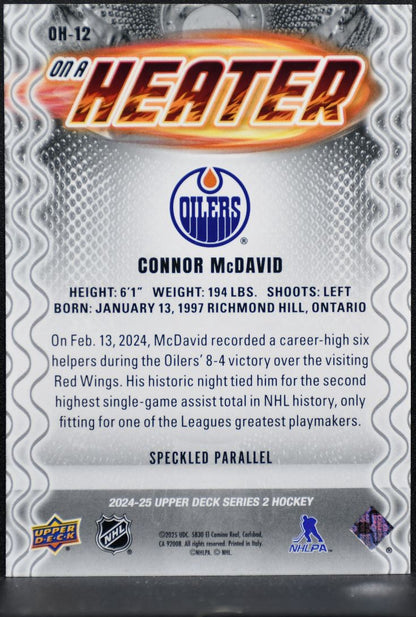 2024-25 UD Series 2 On a Heater Speckled Parallel Connor McDavid Oilers 6100