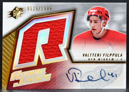 2005-06 SPx Rookie Jersey Auto Valtteri Filppula RC Auto 0525/1999 Jersey 0260