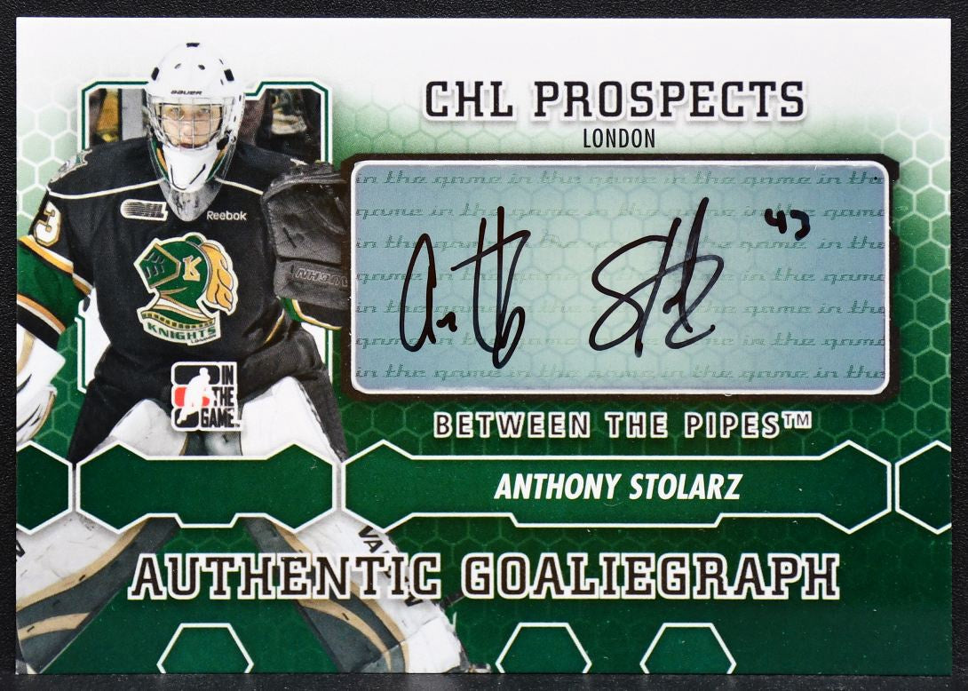 2013-14 ITG Between the Pipes Goaliegraphs Stolarz A-AS London Knights Auto 2230