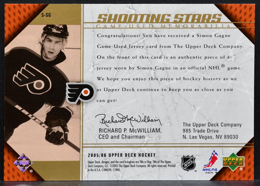 2005-06 Upper Deck Shooting Stars Simon Gagne Philadelphia Flyers Jersey 6007
