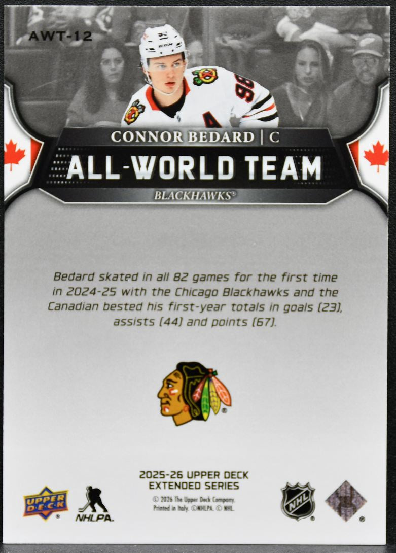 2025-26 UD Extended Series All World Team Connor Bedard AWT-12 Blackhawks 8969