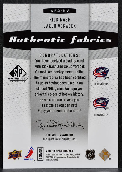 2010-11 SP Game Used Authentic Dual Fabrics Rick Nash/Jakub Voracek Jersey 2837