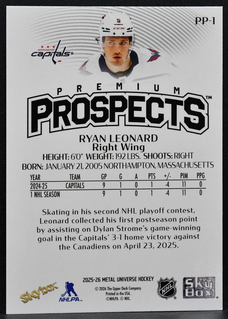 2025-26 SkyBox Metal Universe Skybox Premium Prospects Leonard Capitals RC 6507