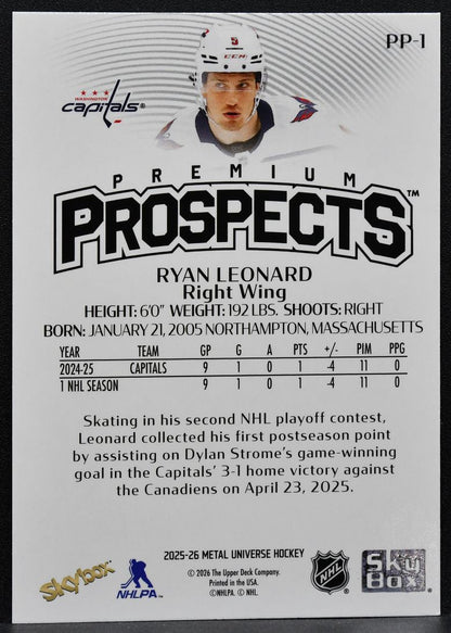 2025-26 SkyBox Metal Universe Skybox Premium Prospects Leonard Capitals RC 6507