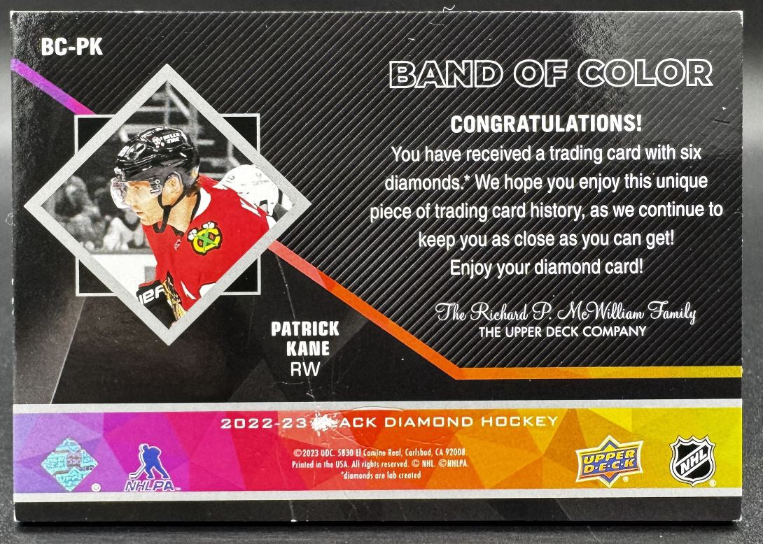 2022-23 UD Black Diamond Band of Color 6 Patrick Kane Chicago Blackhawks /22