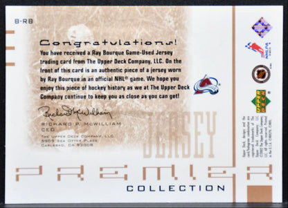2001-02 UD Premier Collection Jerseys Ray Bourque Avalanche 279/300 Jersey 8963