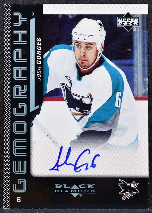 2006-07 Upper Deck Black Diamond Gemography Josh Gorges G-JG Sharks Auto 7651
