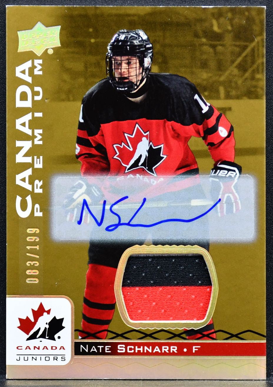 2017-18 UD Juniors Premium Materials Autographs Nate Schnarr 44 Team Canada /199
