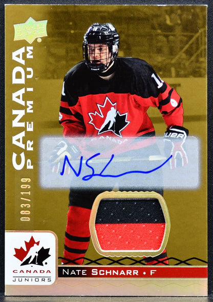 2017-18 UD Juniors Premium Materials Autographs Nate Schnarr 44 Team Canada /199