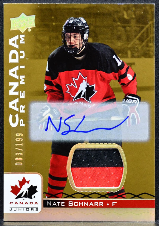 2017-18 UD Juniors Premium Materials Autographs Nate Schnarr 44 Team Canada /199