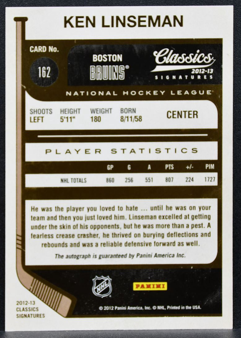 2012-13 Panini Classics Signatures Linseman 162 Boston Bruins Auto 0980