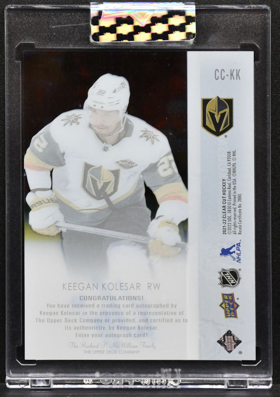 2021-22 UD Clear Cut Base Set Keegan Kolesar CC-KK Vegas Golden Knights Auto