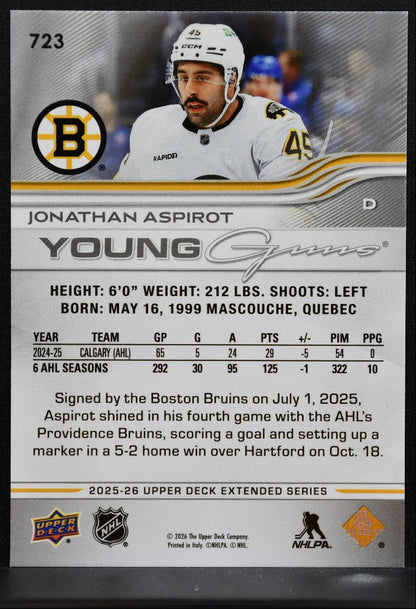 2025-26 Upper Deck Extended Series Young Guns Jonathan Aspirot Bruins RC 2065