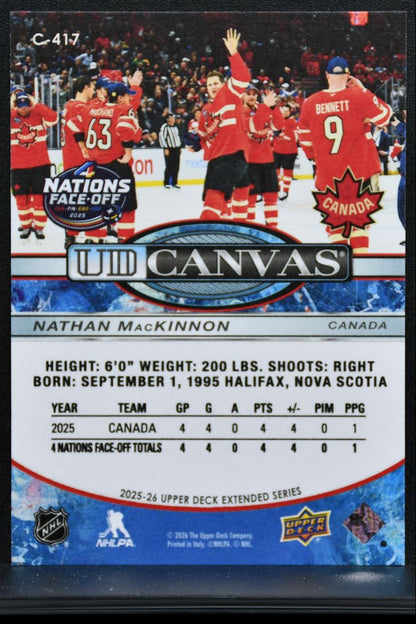 2025-26 UD Extended Series UD Canvas 4 Nations Face-Off Mackinnon 8921