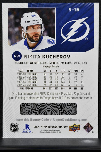 2025-26 SP Authentic Spectrum FX Nikita Kucherov S-16 Tampa Bay Lightning 4038
