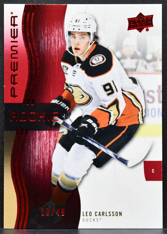 2023-24 Upper Deck Premier Rookie Red Leo Carlsson 150 Anaheim Ducks 13/49 3615