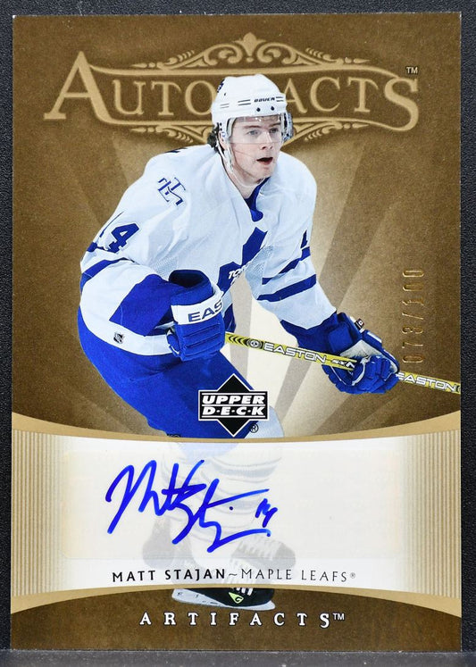 2005-06 UD Artifacts Auto-Facts Matt Stajan Maple Leafs Auto 073/100 0330