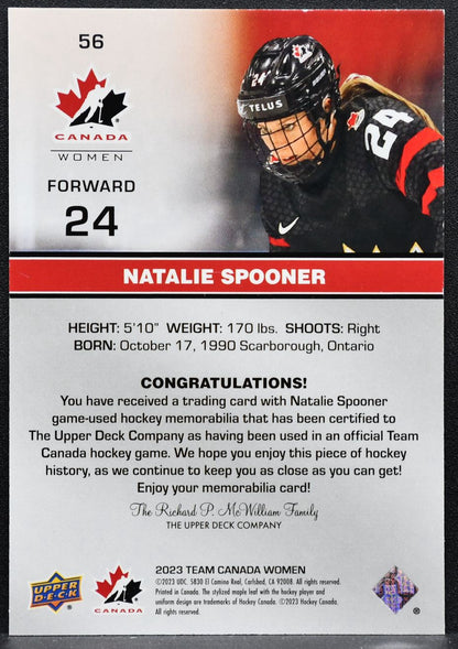 2023-24 UD Team Canada Women Jersey Natalie Spooner 56 Canada Jersey 3598