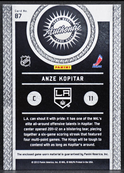 2011-12 Panini Titanium Game-Worn Gear Anze Kopitar 87 Kings Jersey 7987