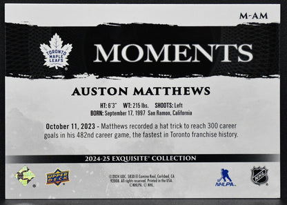 24-25 UD Exquisite Collection Moments Auston Matthews M-AM Maple Leafs 29/99 7566