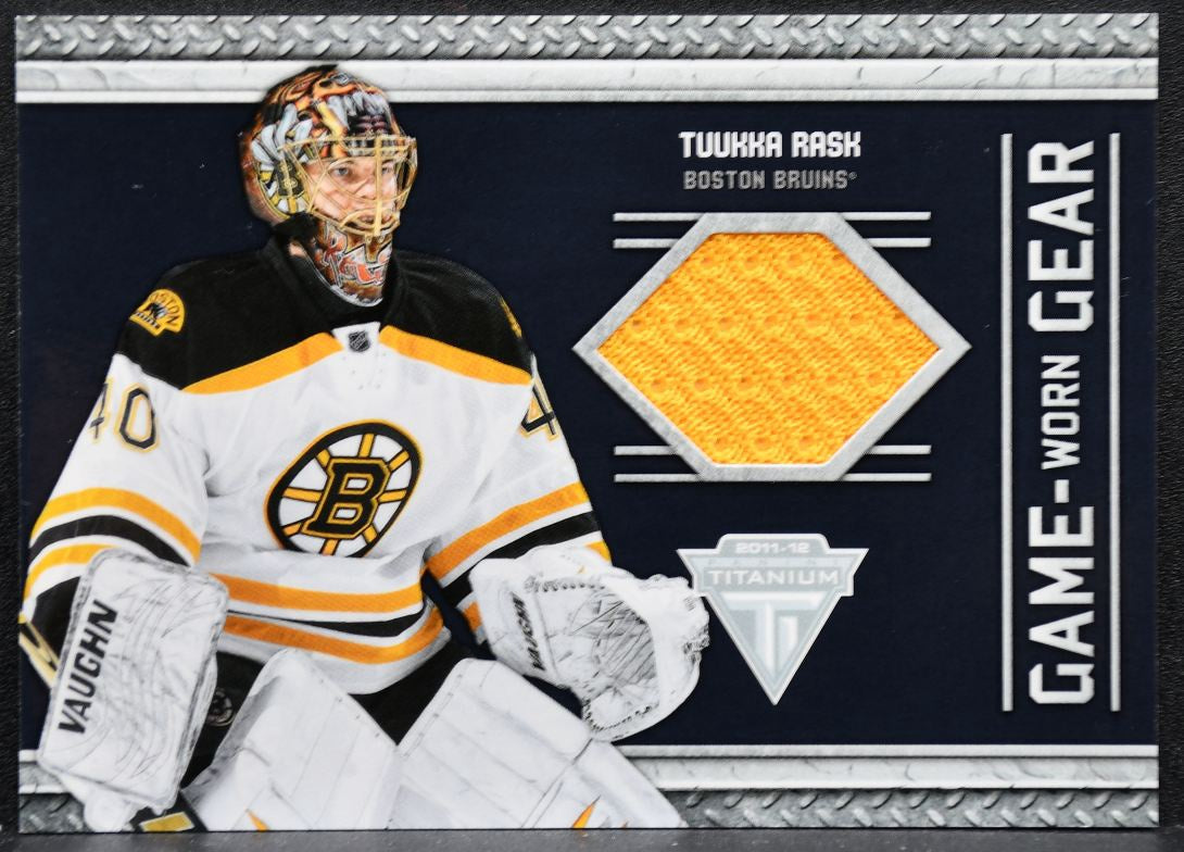 2011-12 Panini Titanium Game-Worn Gear Tuukka Rask 4 Bruins Jersey 9240