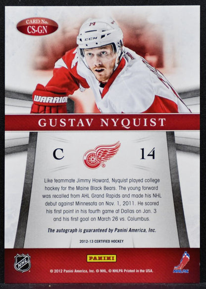 2012-13 Panini Certified Signatures Gustav Nyquist Detroit Red Wings Auto 6198