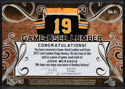 2017-18 Leaf Lumber Kings Game-Used Lumber John McKenzie GUL-21 1/7 Stick 9279
