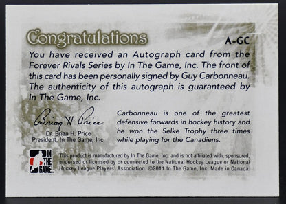 2011-12 In The Game Forever Rivals Autograph Guy Carbonneau A-GC Auto