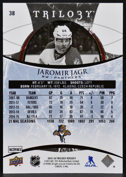 2015-16 UD Trilogy Rainbow Foil Blue Jaromir Jagr 38 Panthers 406/722 4951