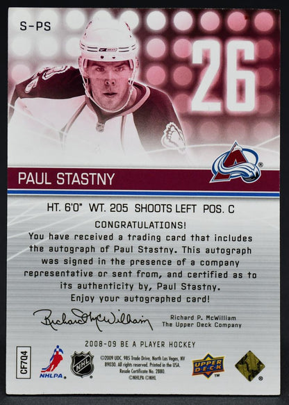 2008-09 UD Be A Player Signatures Paul Stastny S-PS Auto