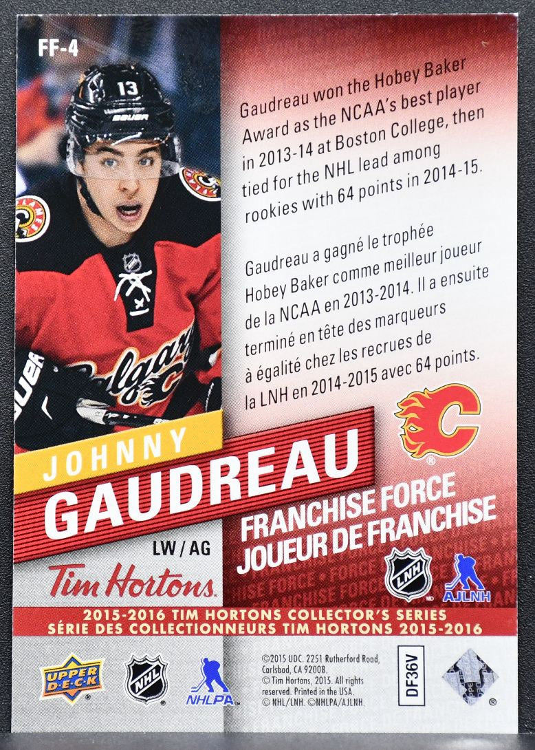 2015-16 UD Tim Hortons Franchise Force Johnny Gaudreau FF-4 Calgary Flames 7603